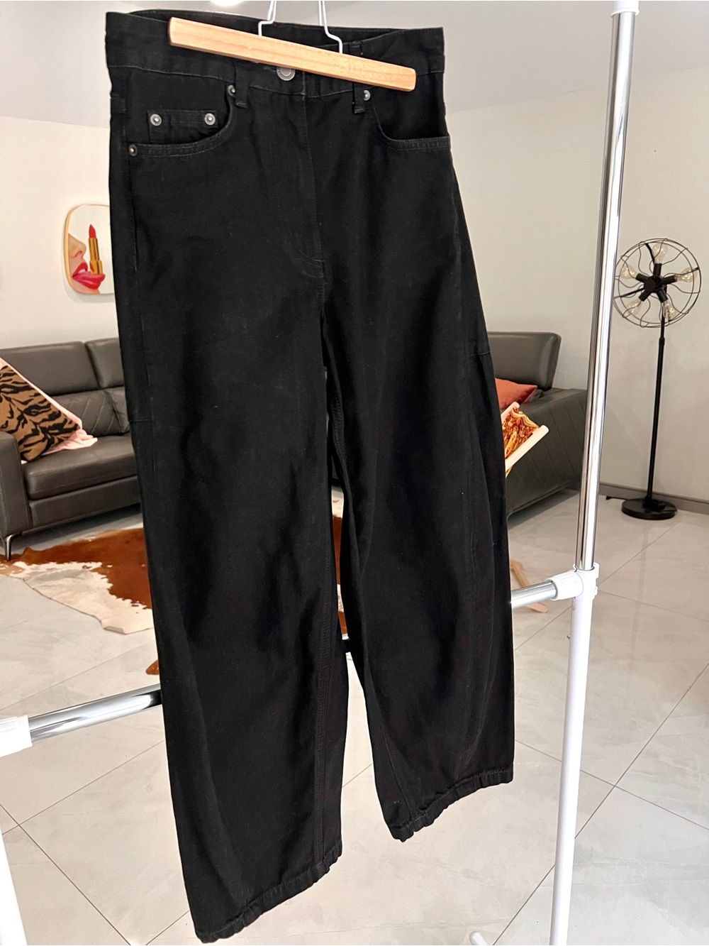 Zara Women’s Black Wide-Leg Flare Jeans Sz 2